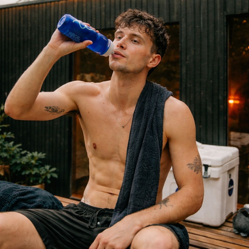 Man relaxing after sauna session